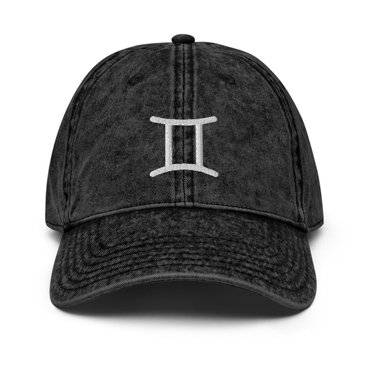 Gemini Symbol Vintage Distressed Hat