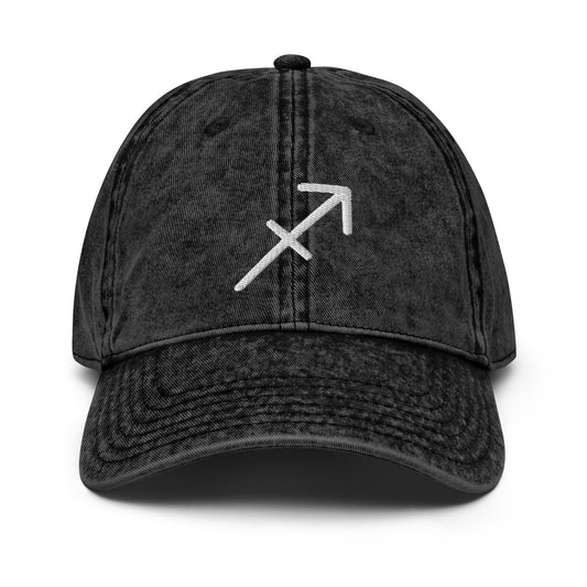 Sagittarius Symbol Vintage Distressed Hat