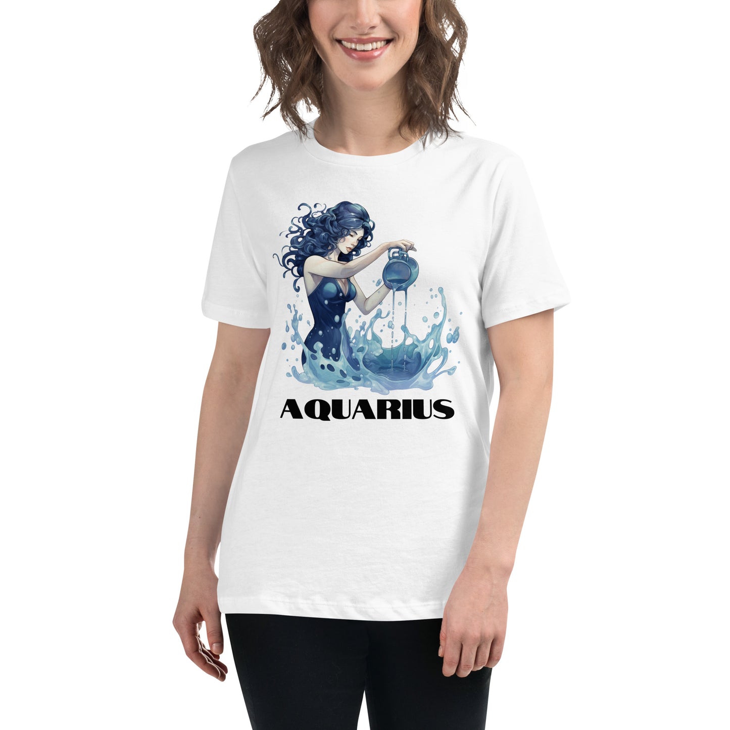 Aquarius White Graphic Tee